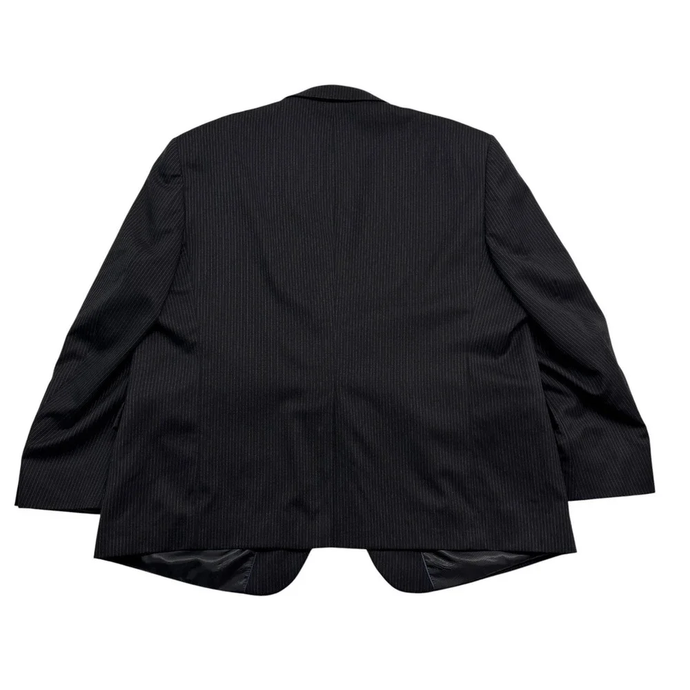 Stafford 52R 44x30 Black Pinstripe 2pc Pant Suit 100% Wool Classic Fit Mens